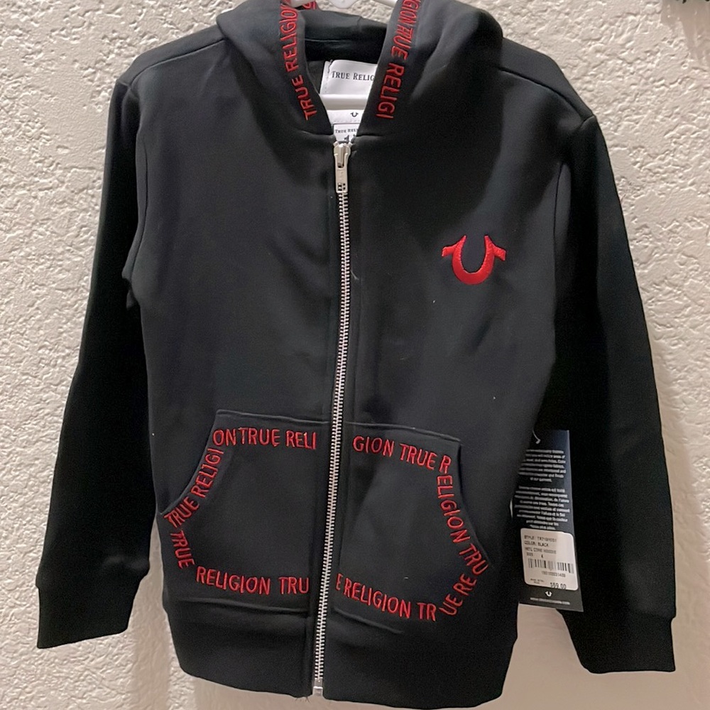 True Religion kids, zip up hoodie. NWT. Size 4 boys